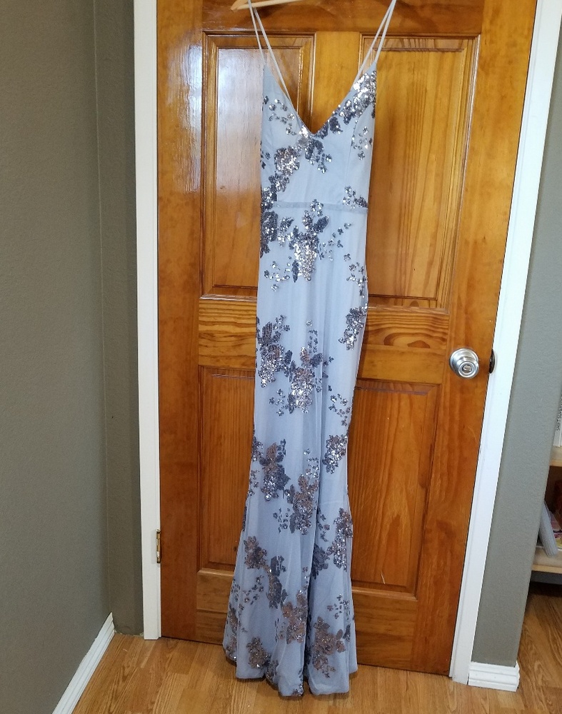 grey/ silver sequin embellished dress
